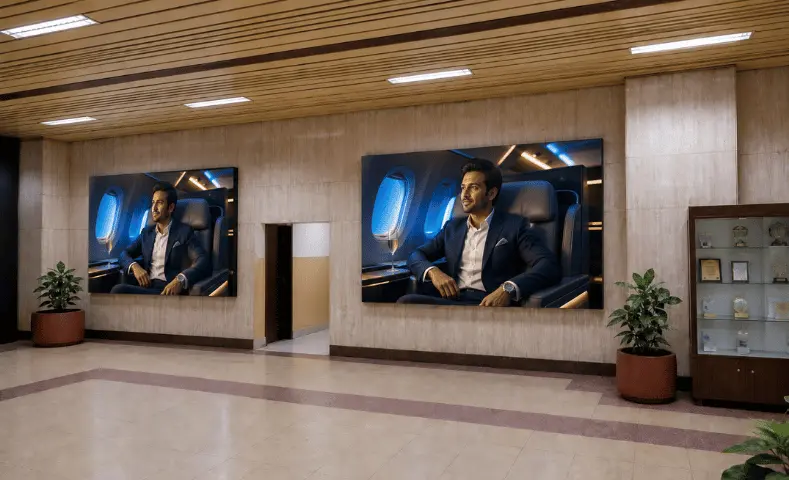 Centrum on digital screens at JIAP
