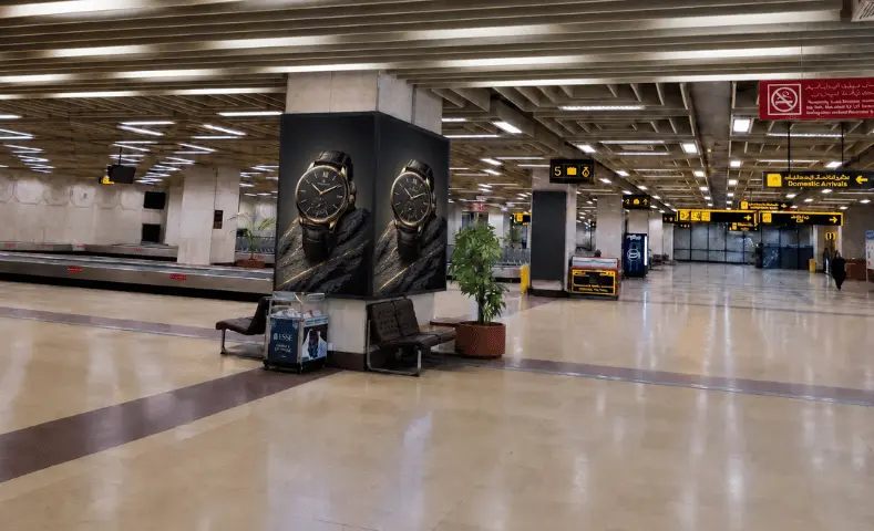 Emaar on a JIAP arrivals pillar screen