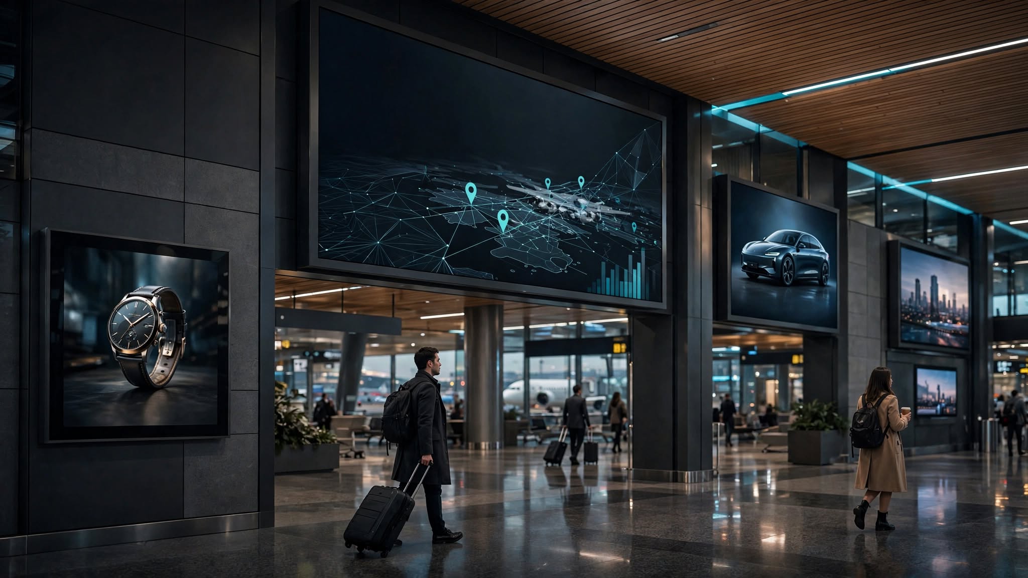 Large digital out-of-home airport advertising screen